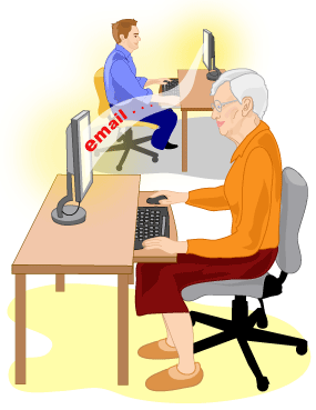 Image showing two people emailing each other